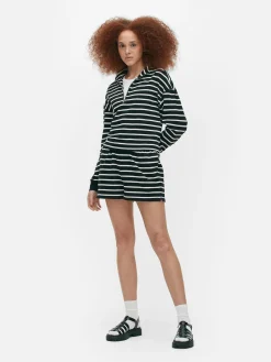 Matchend Gestreept Sweatshirt Met Halve Rits