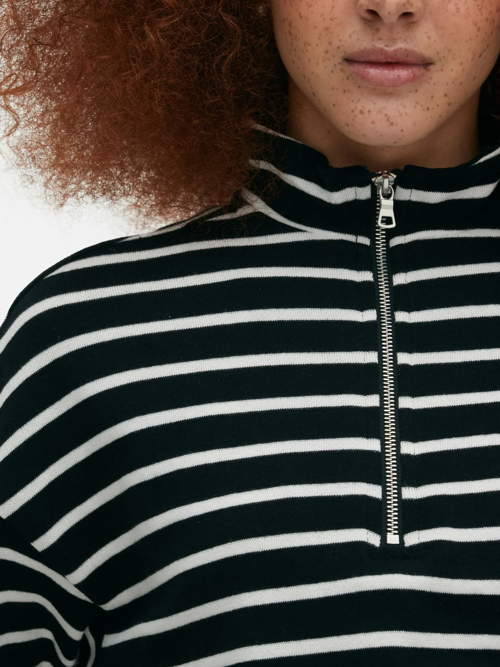Matchend Gestreept Sweatshirt Met Halve Rits