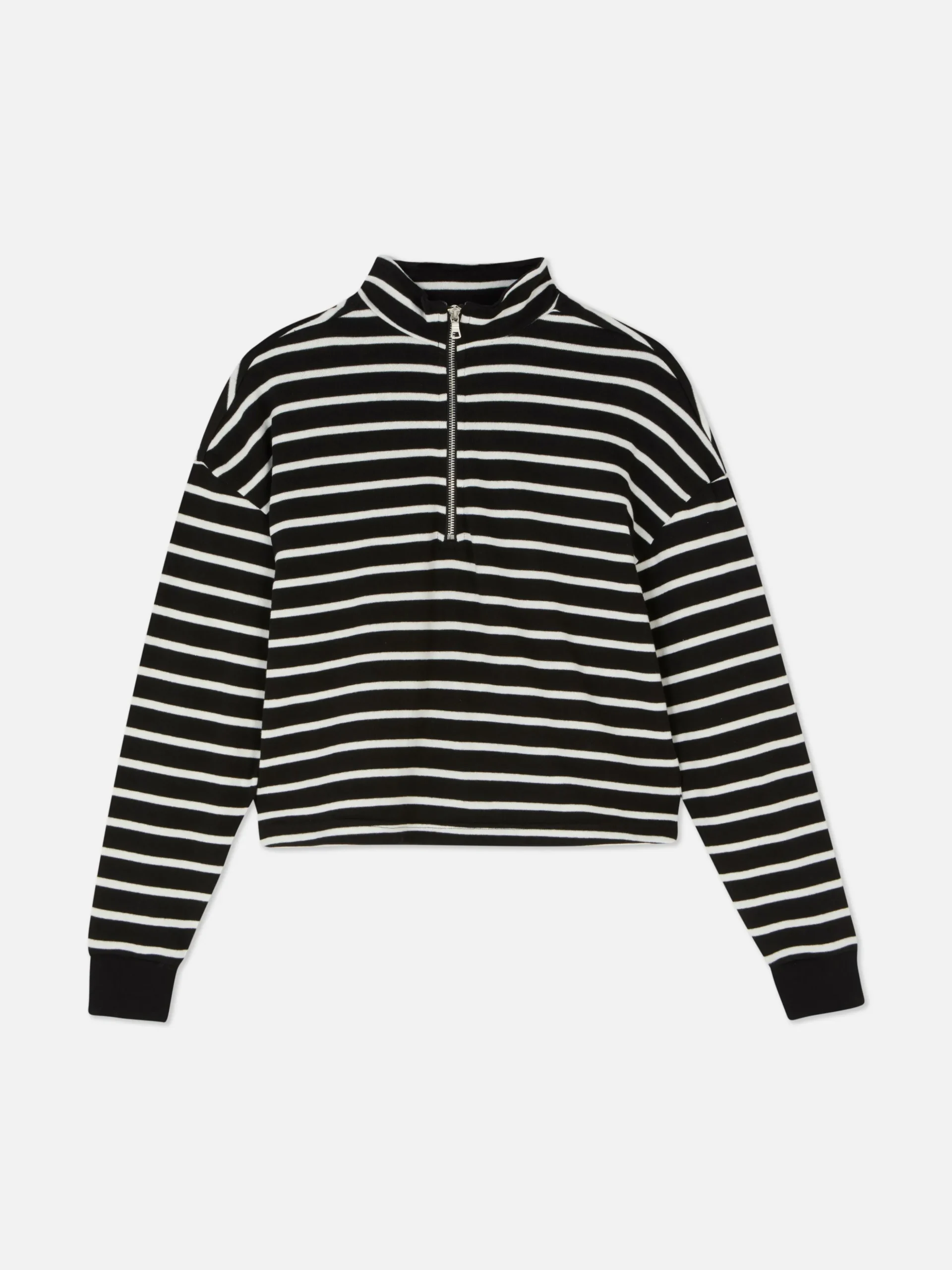 Matchend Gestreept Sweatshirt Met Halve Rits