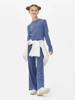 Matchende Geribde Top Met Lange Mouwen En Legging