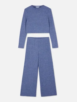 Matchende Geribde Top Met Lange Mouwen En Legging