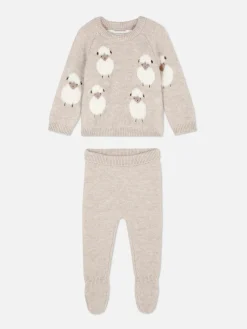 Matchende Set Van Legging En Gebreide Trui Met Schapen