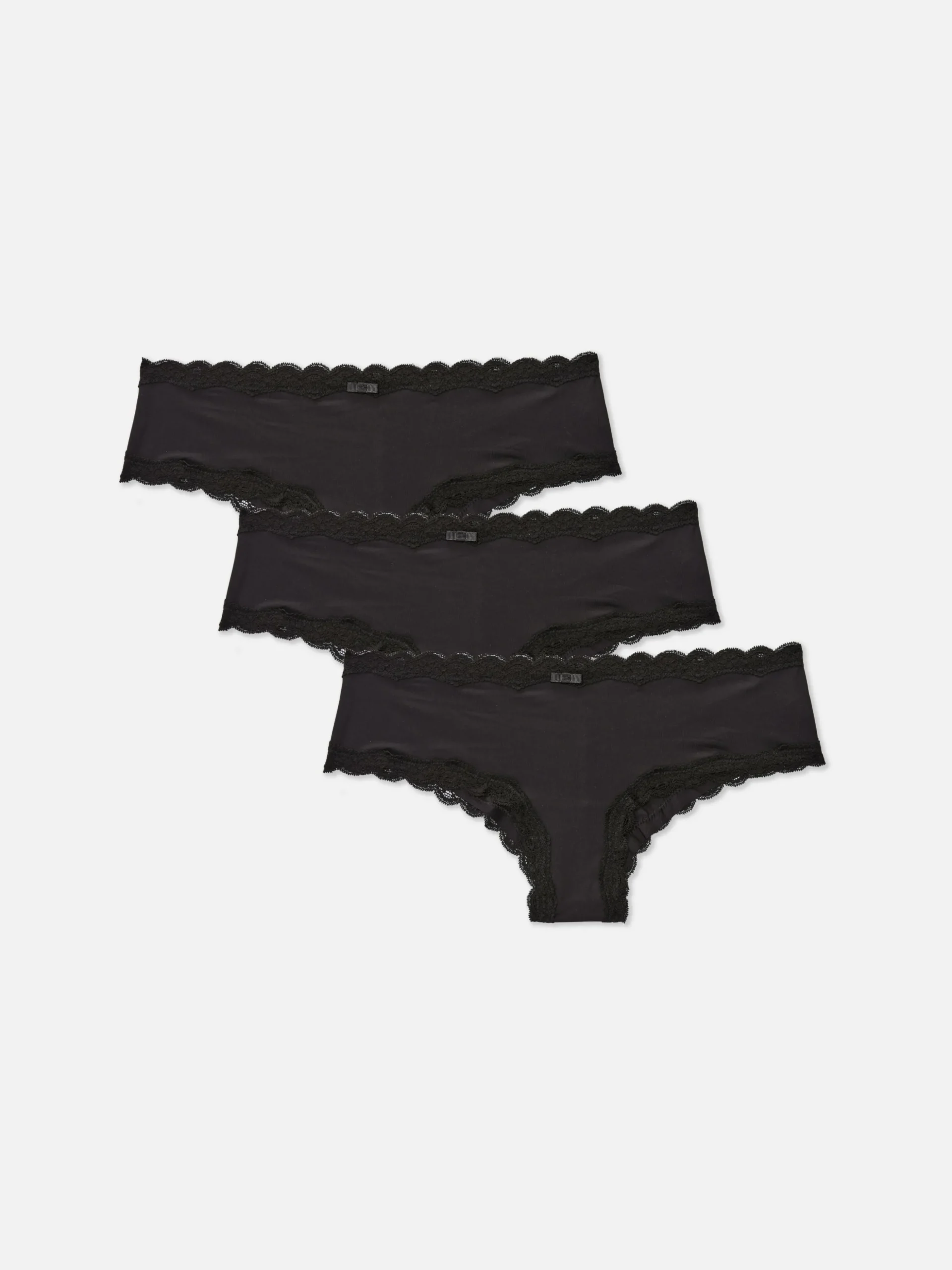Microvezel Hipsterslips Met Kanten Rand, Set Van 3