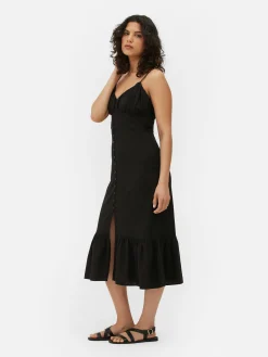 Midi-slipdress Met Knopen