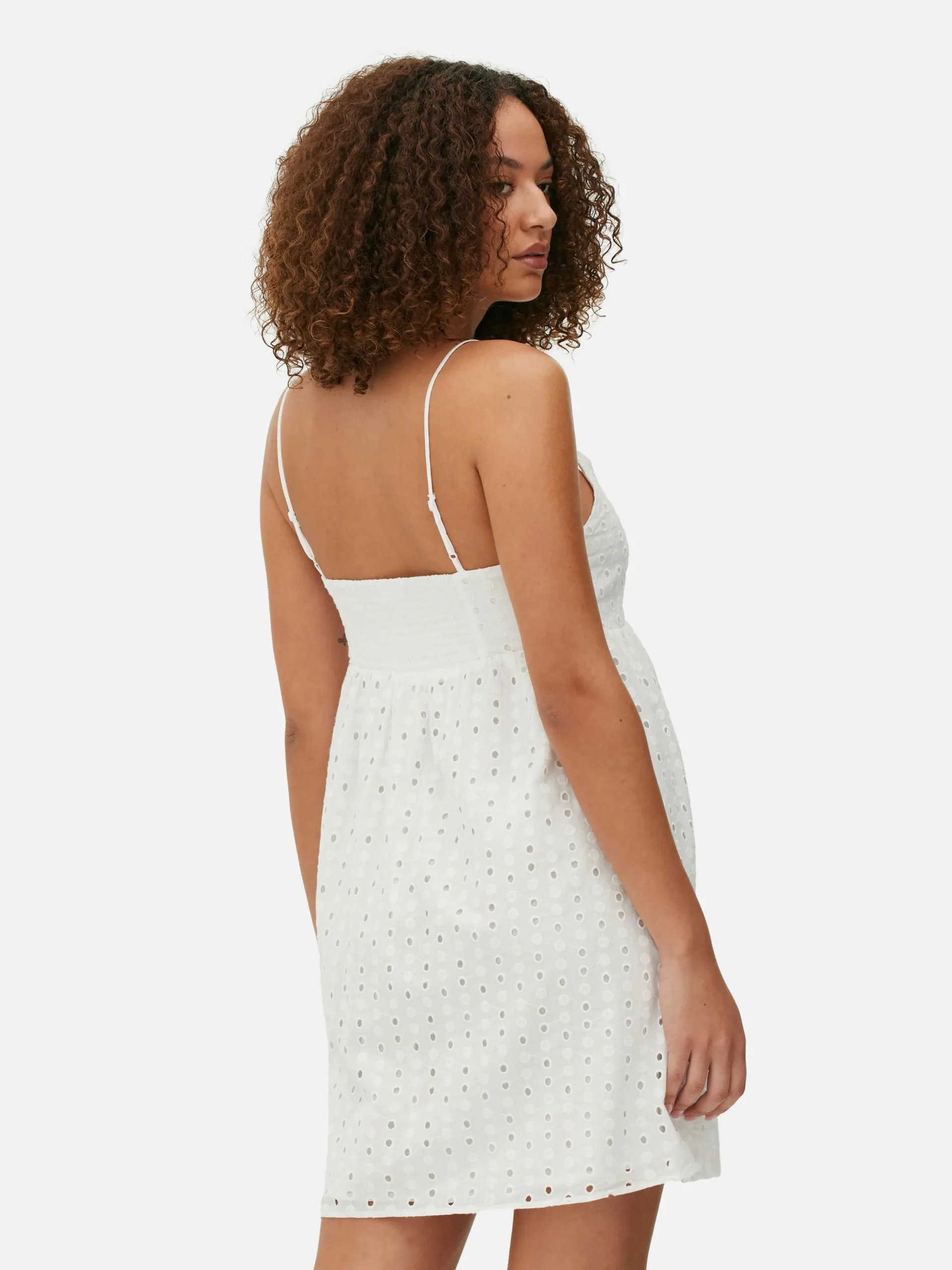 Mini-jurk Met Bandjes En Broderie Anglaise