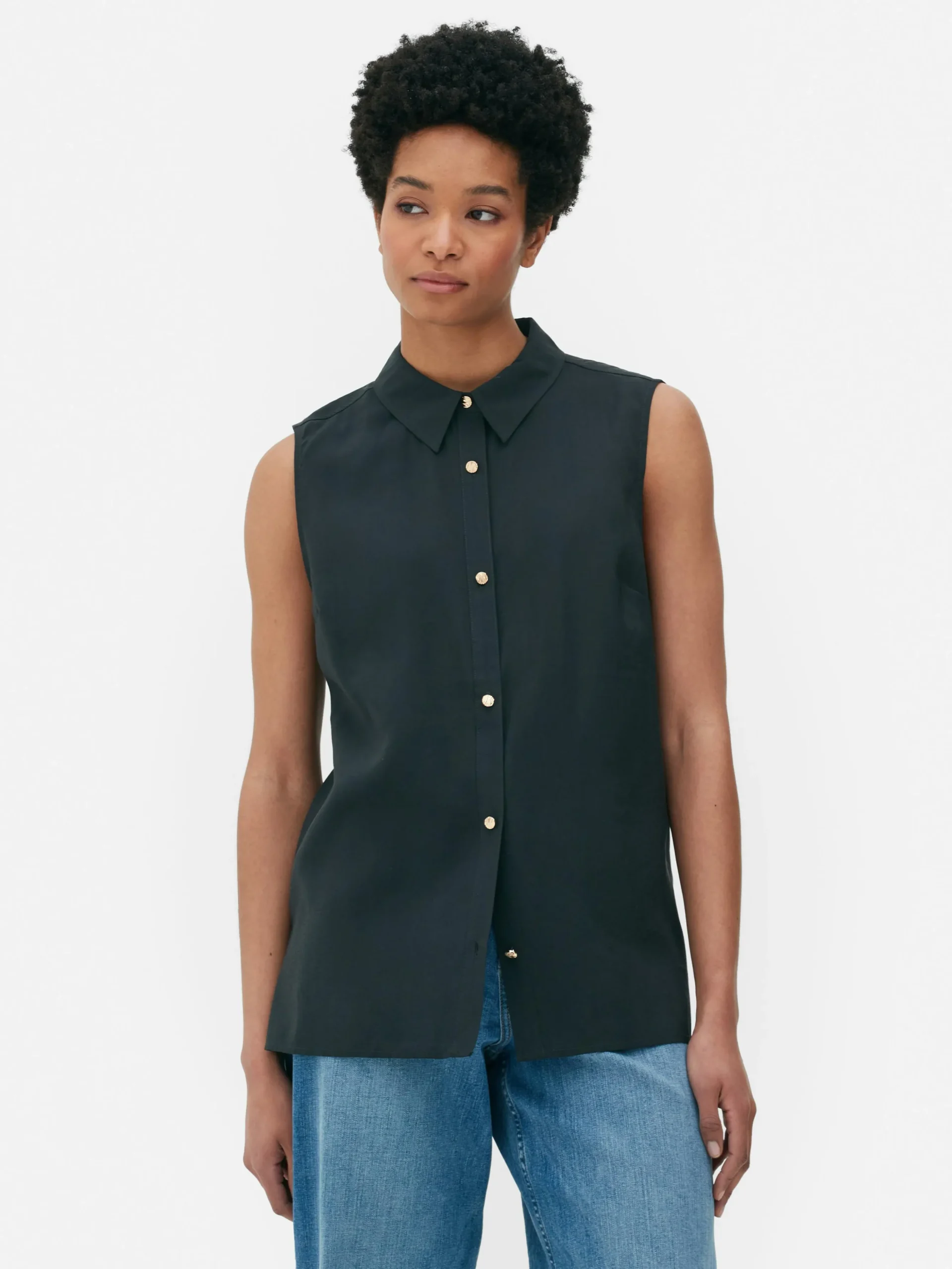 Mouwloze Blouse Met Knopen