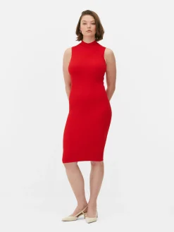 Mouwloze Gebreide Midi-jurk