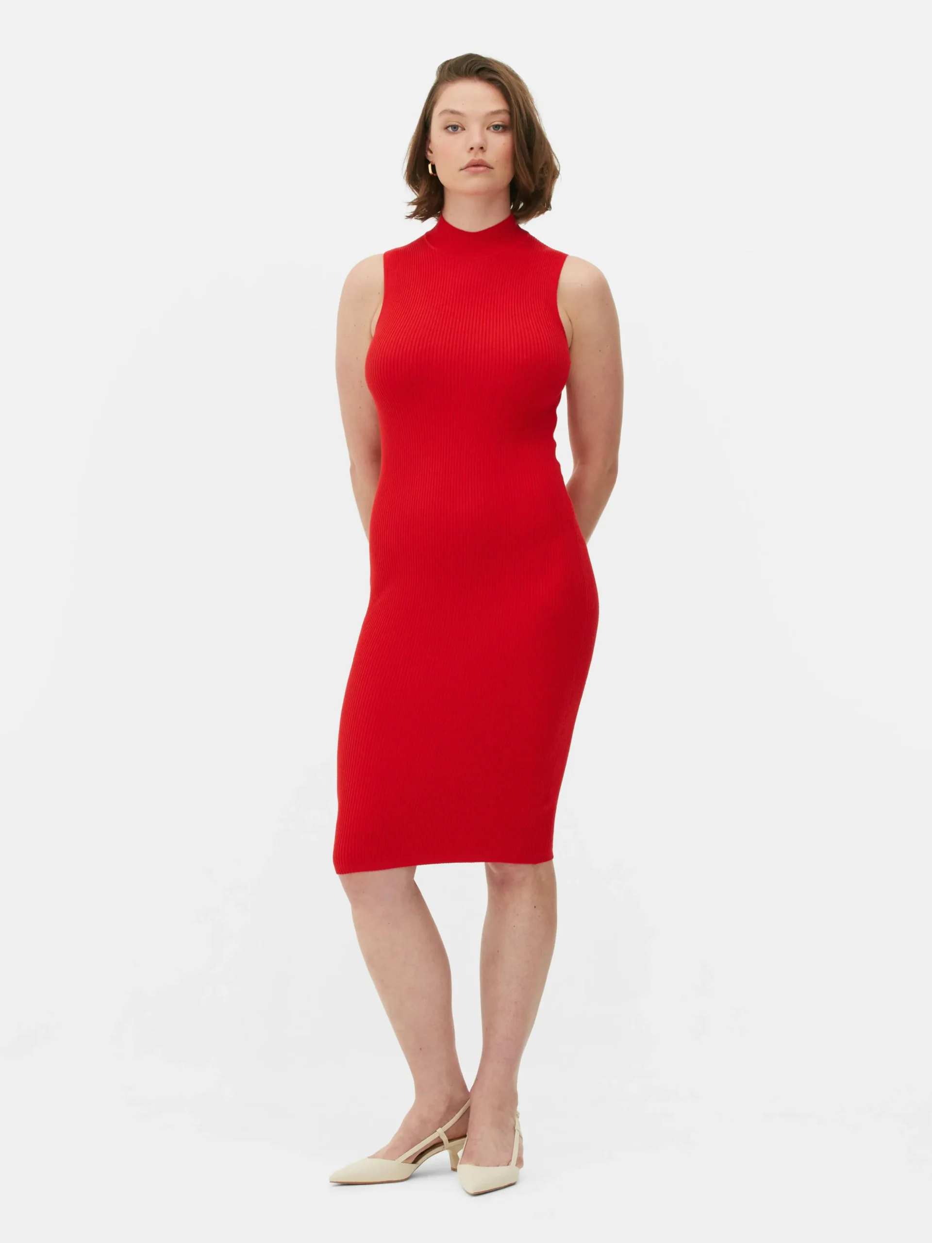 Mouwloze Gebreide Midi-jurk