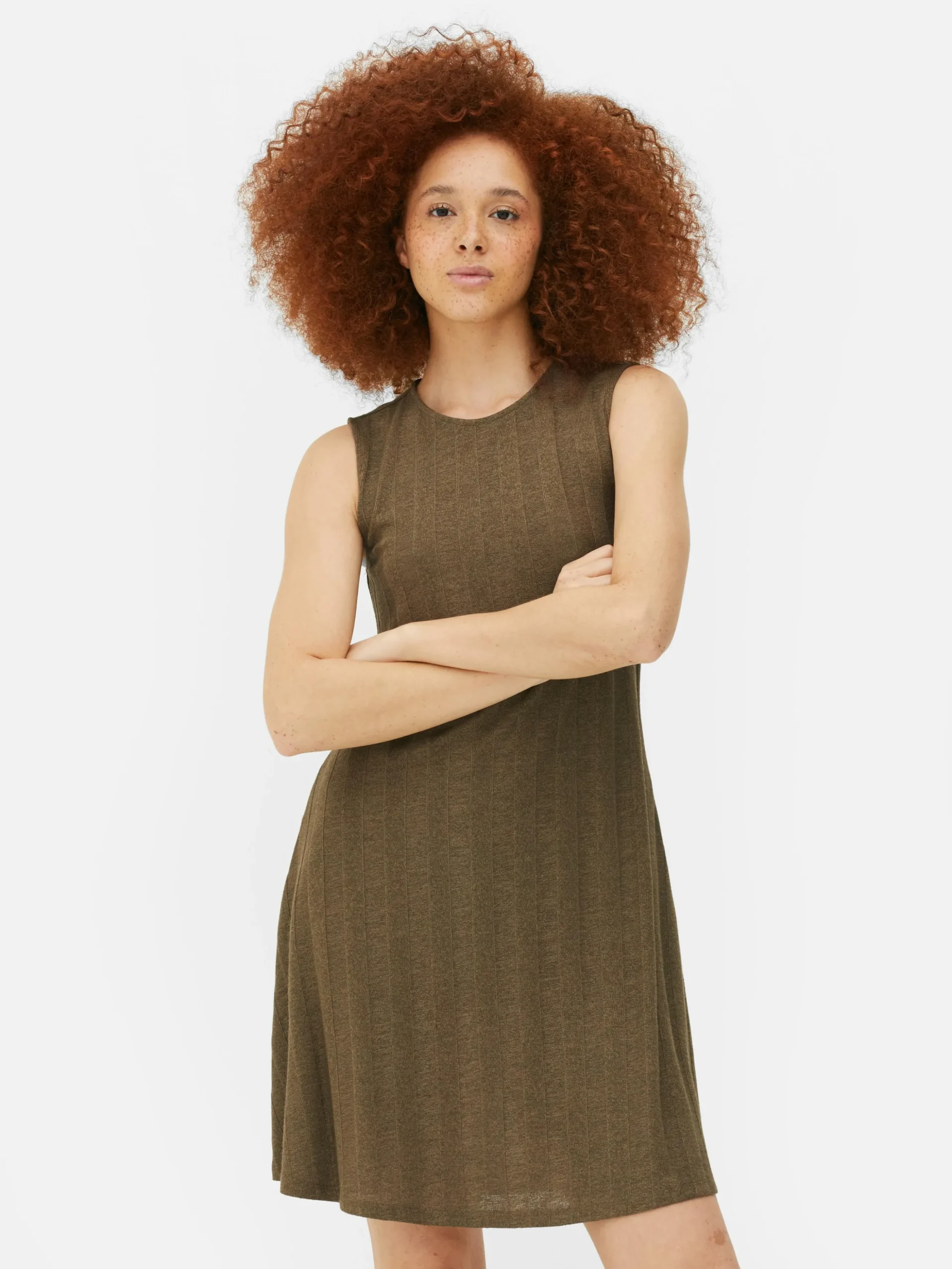 Mouwloze Geribde Mini-jurk