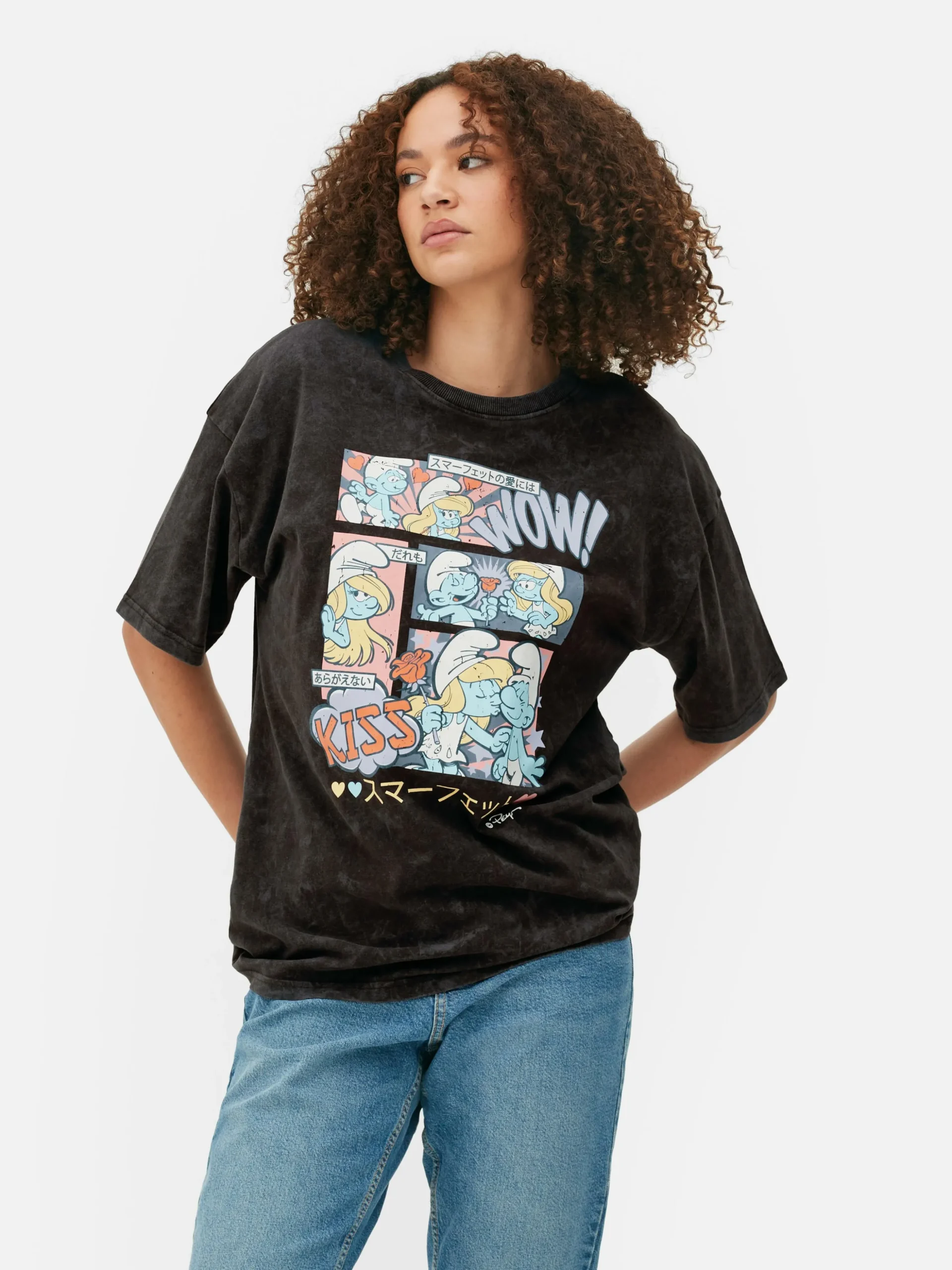 Oversized T-shirt Met Strip De Smurfen