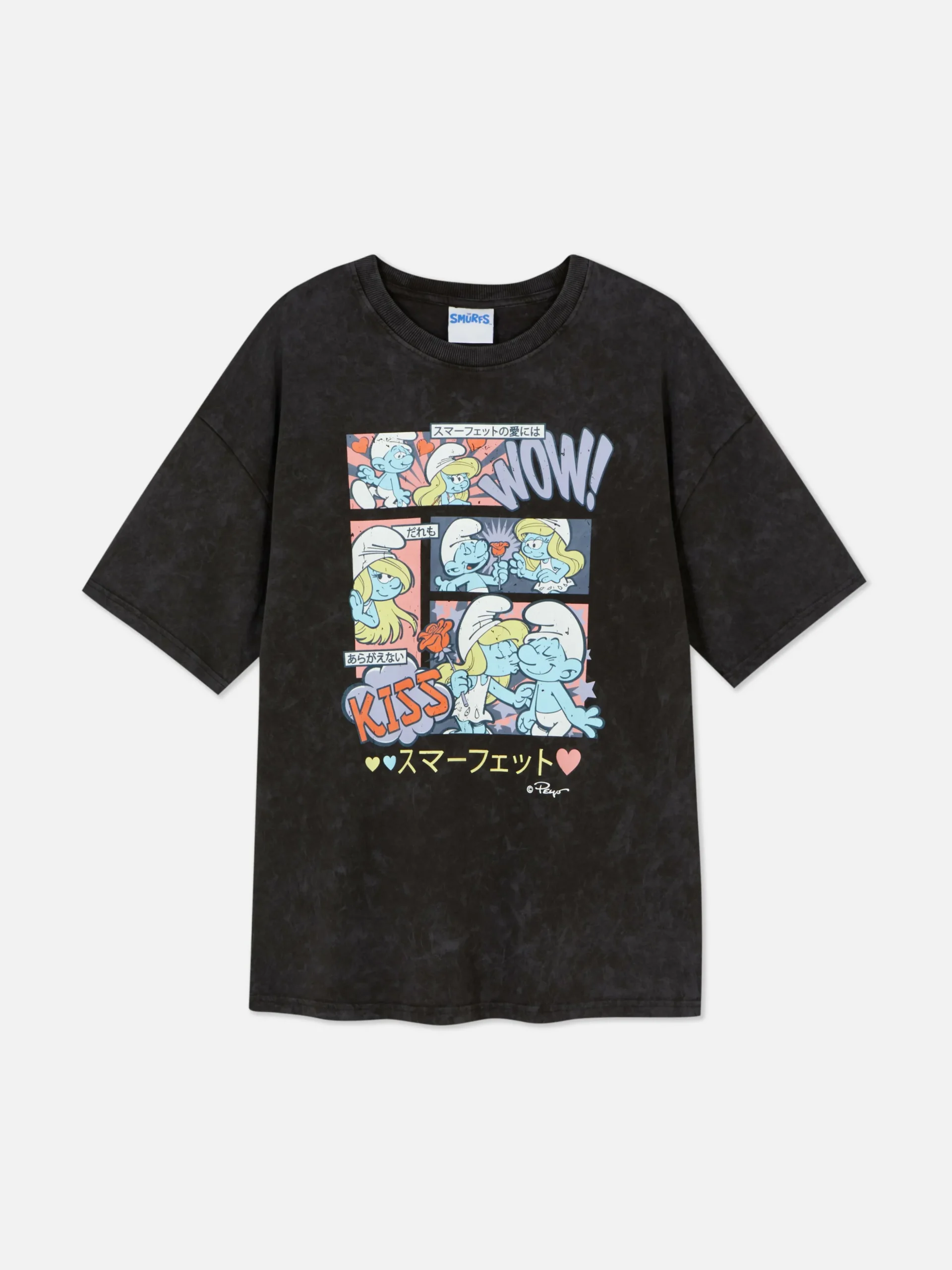 Oversized T-shirt Met Strip De Smurfen