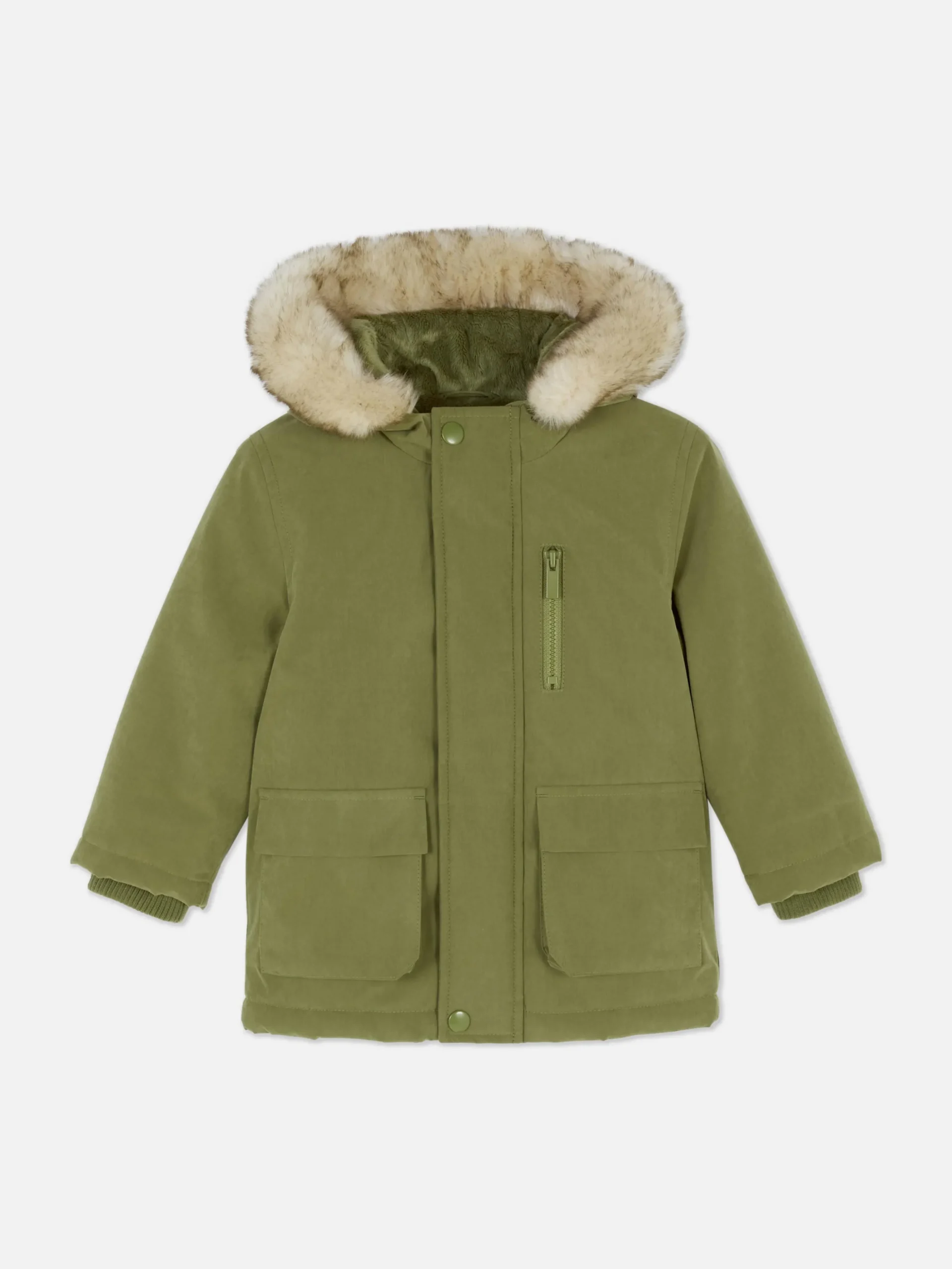 Parka Met Capuchon Met Imitatiebontrand