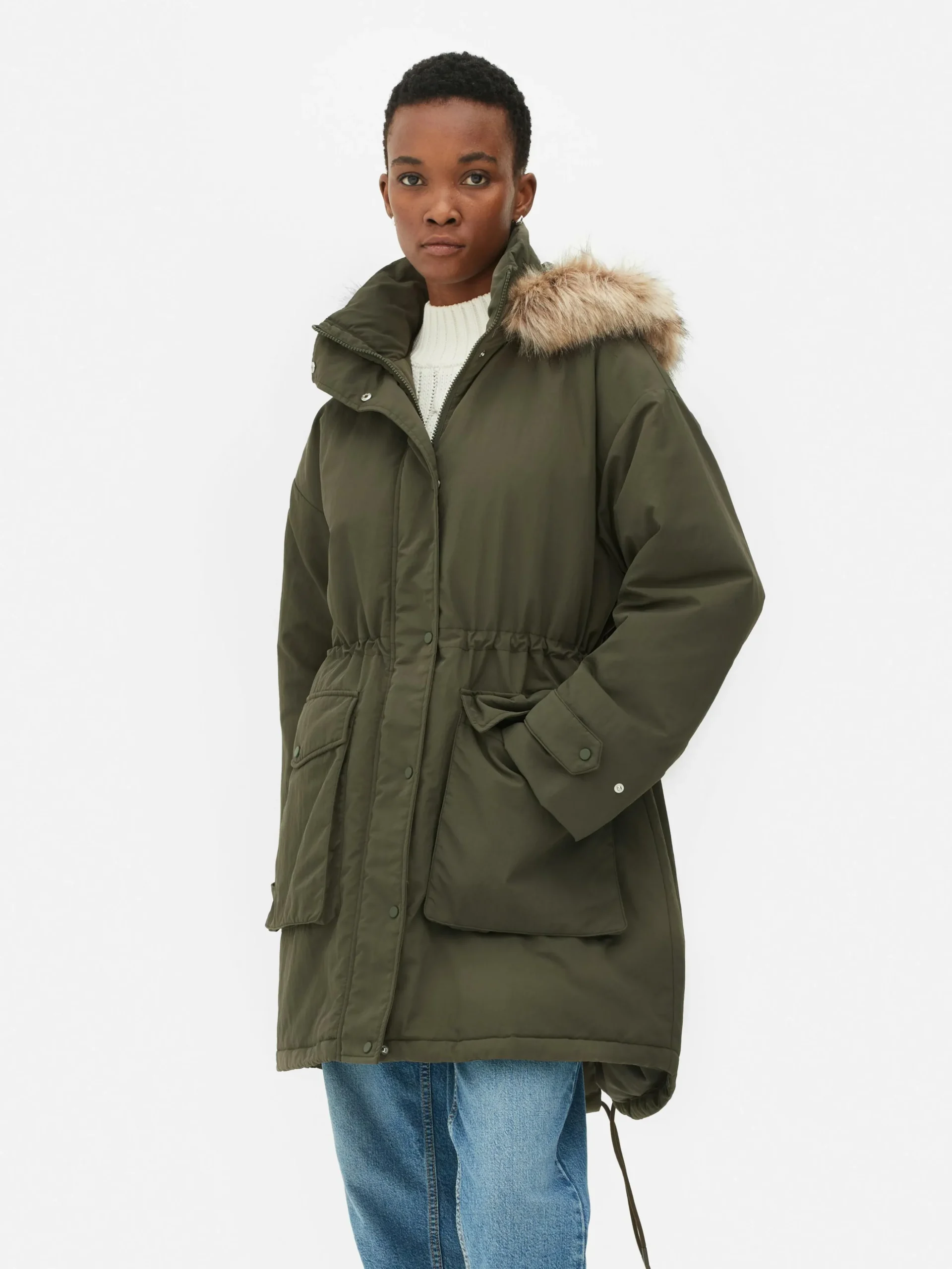 Parka Met Capuchon Met Imitatiebontrand