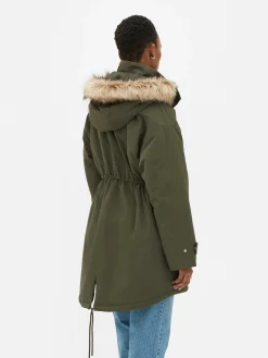 Parka Met Capuchon Met Imitatiebontrand