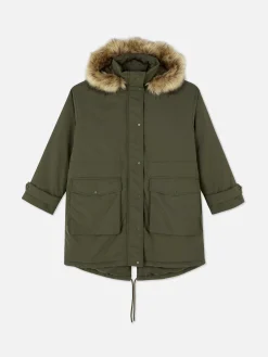 Parka Met Capuchon Met Imitatiebontrand