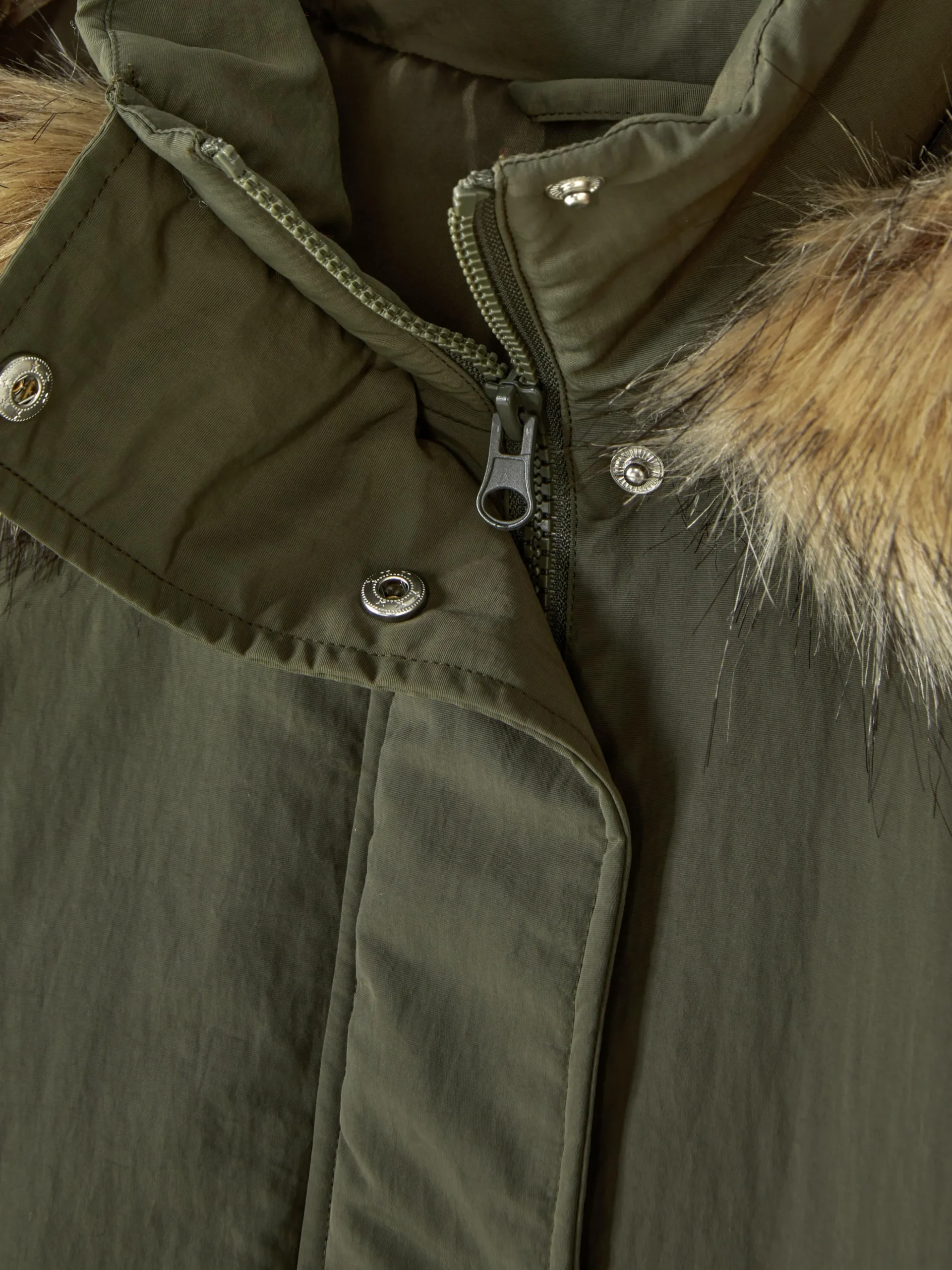 Parka Met Capuchon Met Imitatiebontrand