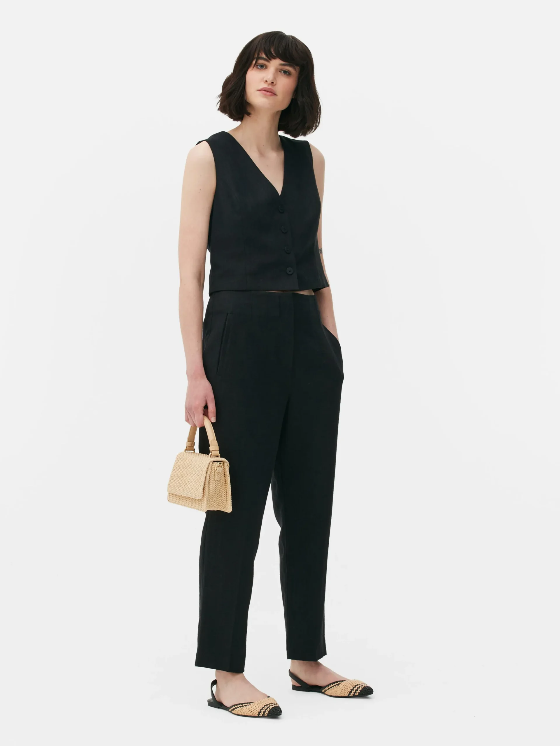 Pinstitch-broek Met Hoge Taille