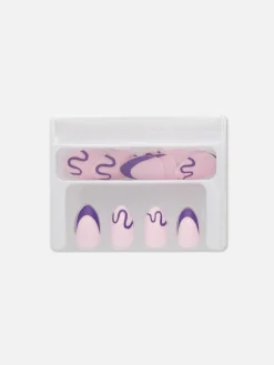 PS... Amandelvormige Glanzende Kunstnagels Met Swirl