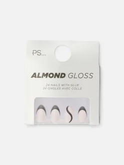 PS... Glanzende Kunstnagels Met Contrasterende Tip