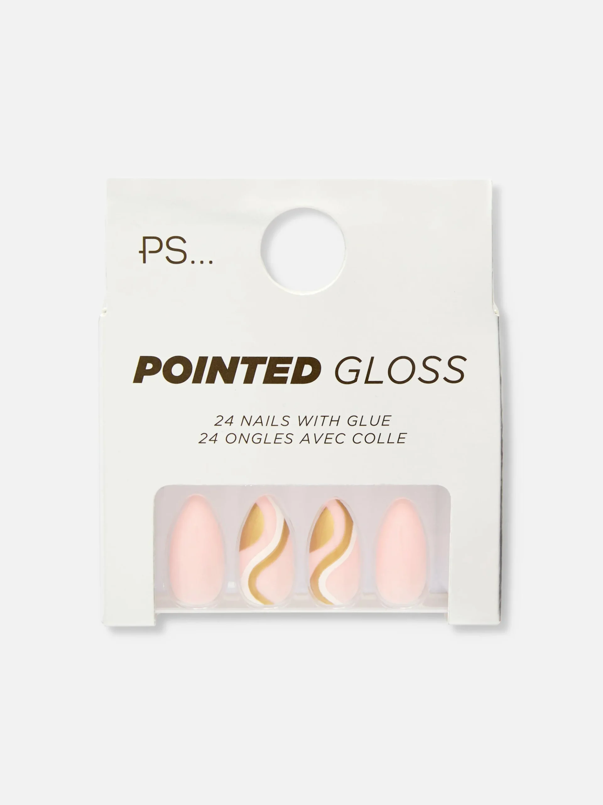 PS... Glanzende Puntige Kunstnagels Met Swirl-effect