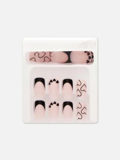 PS... Vierkante Glanzende Kunstnagels Met Hart