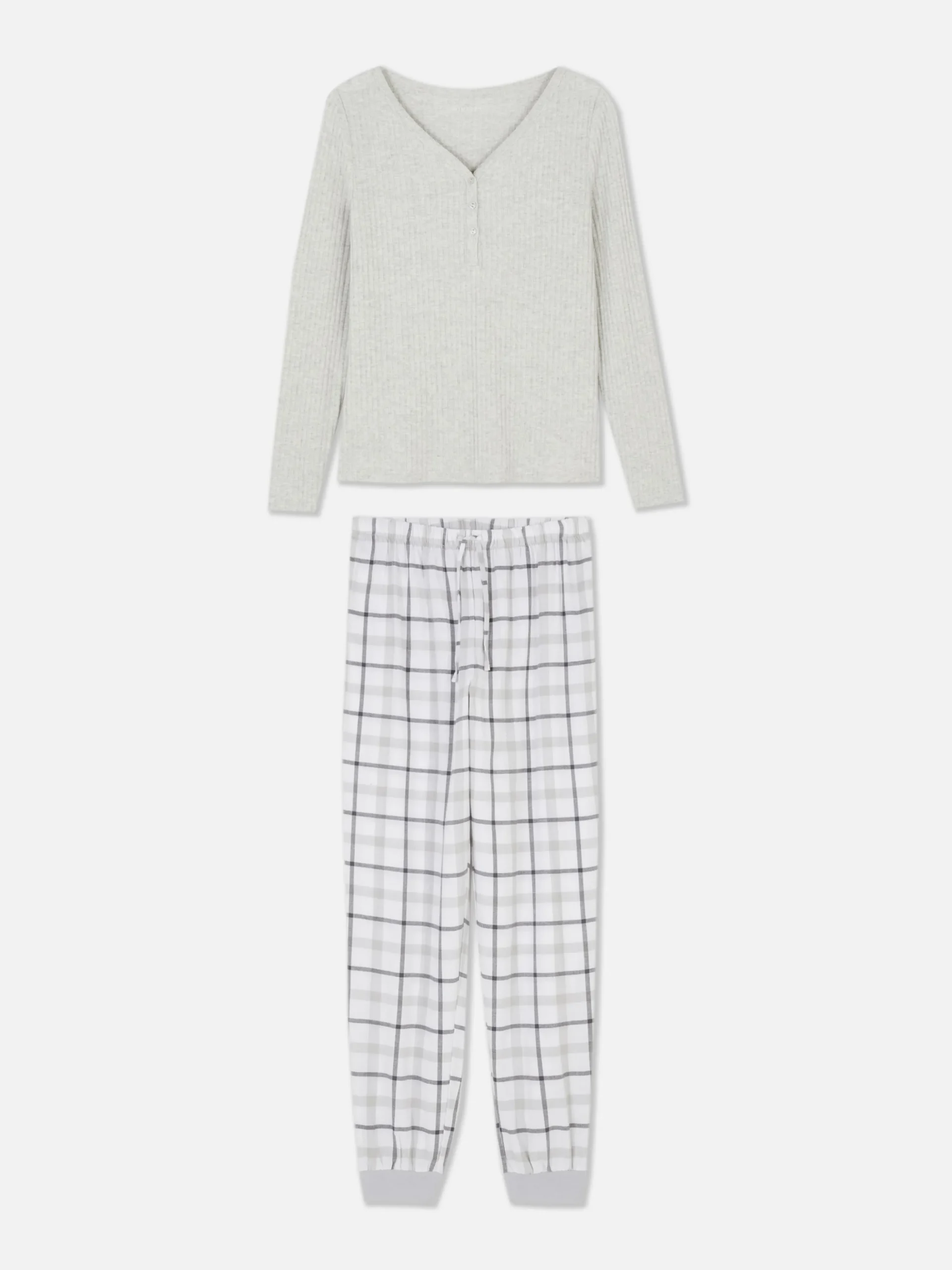 Pyjama Met Geruite Broek En Shirt Met Lange Mouwen