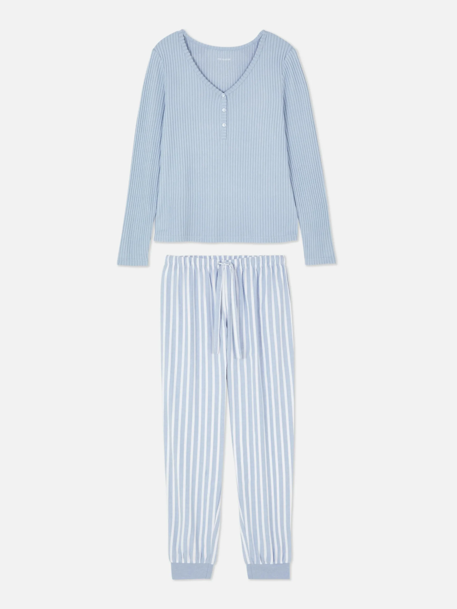 Pyjama Met Henley-shirt En Broek Met Patroon