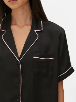 Pyjamaset Met Nachthemd En Korte Broek Van Satijn