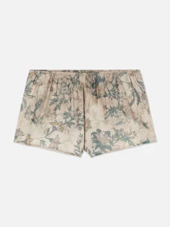 Pyjamashort Van Gebloemd Satijn