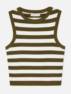 Ribgebreide Korte Tanktop Met Ronde Hals