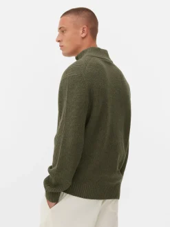 Ribgebreide Trui Met Halve Ritssluiting