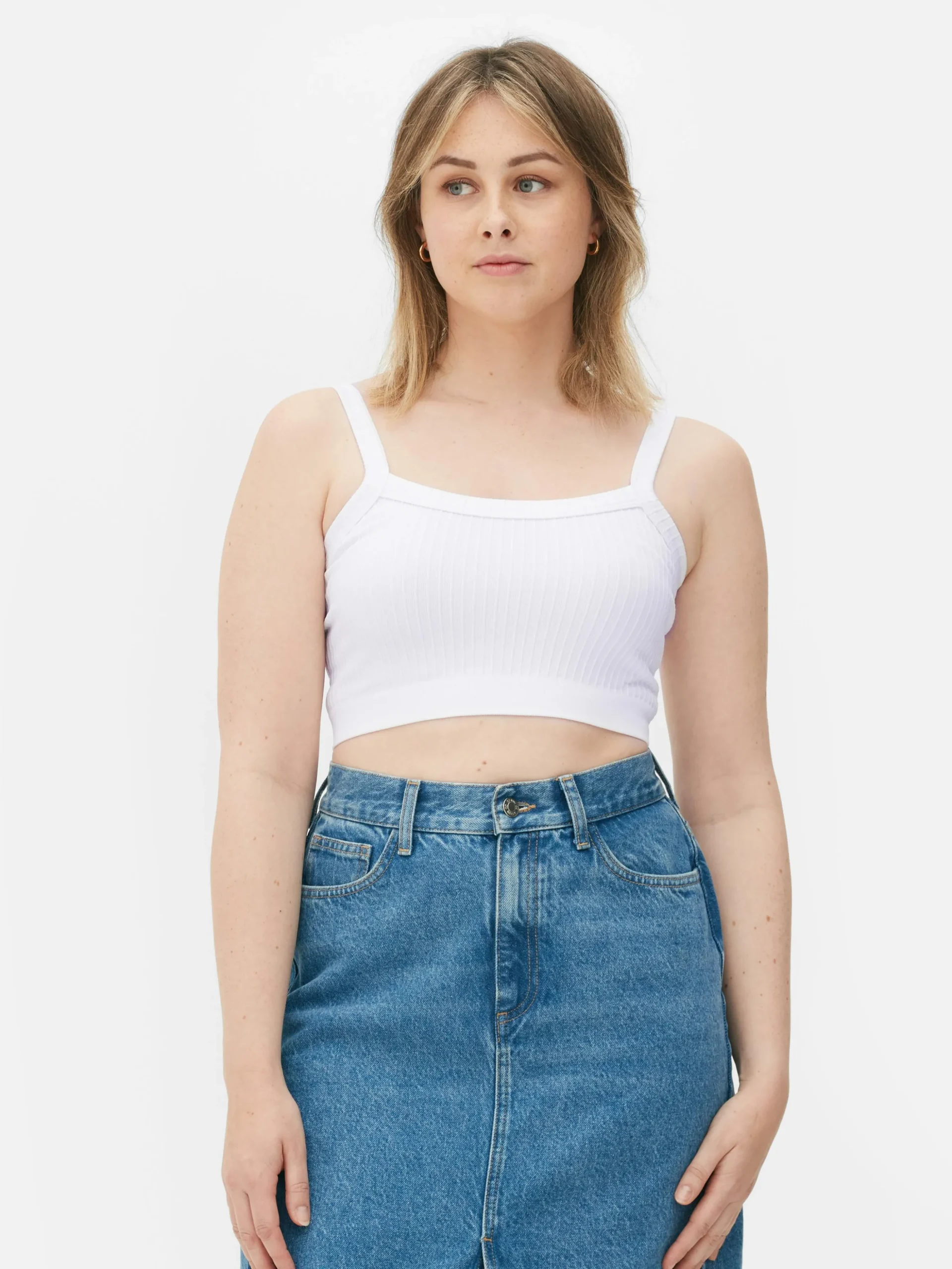 Ribstoffen Korte Top Met Textuur