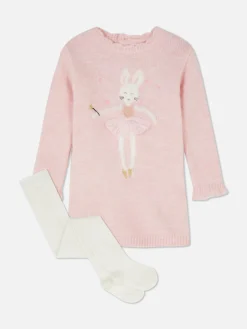 Set Met Gebreide Overgooier En Maillot Met Konijn