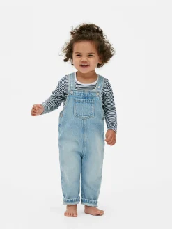Set Met Gestreept T-shirt En Denim Tuinbroek