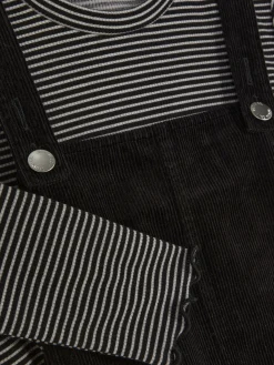 Set Met Gestreept T-shirt Met Lange Mouwen En Corduroy Overgooier