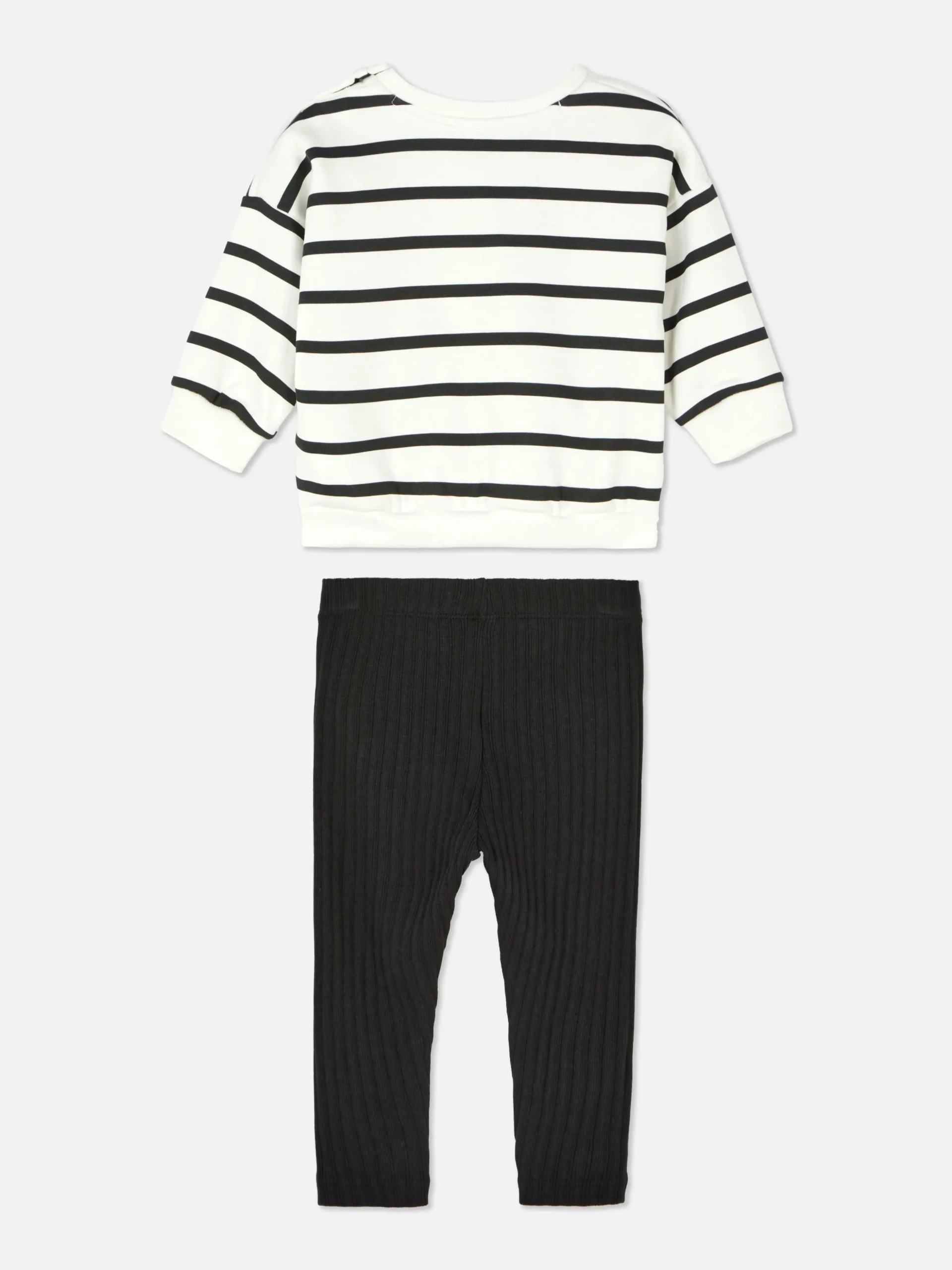 Set Van Gestreept Sweatshirt En Geribde Legging