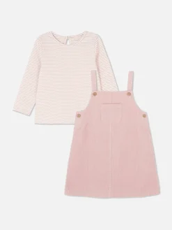 Set Van Gestreept T-shirt En Corduroy Overgooier