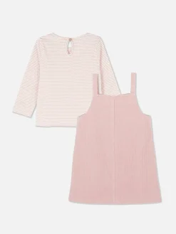 Set Van Gestreept T-shirt En Corduroy Overgooier