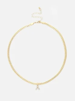 Slangenketting Met Initiaal En Stras