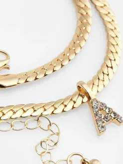 Slangenketting Met Initiaal En Stras