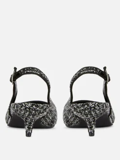 Slingback Kitten Heels Van Bouclé