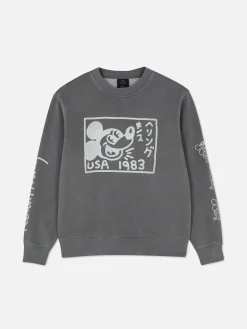 Sweatshirt Met Acid Wash Disney X Keith Haring