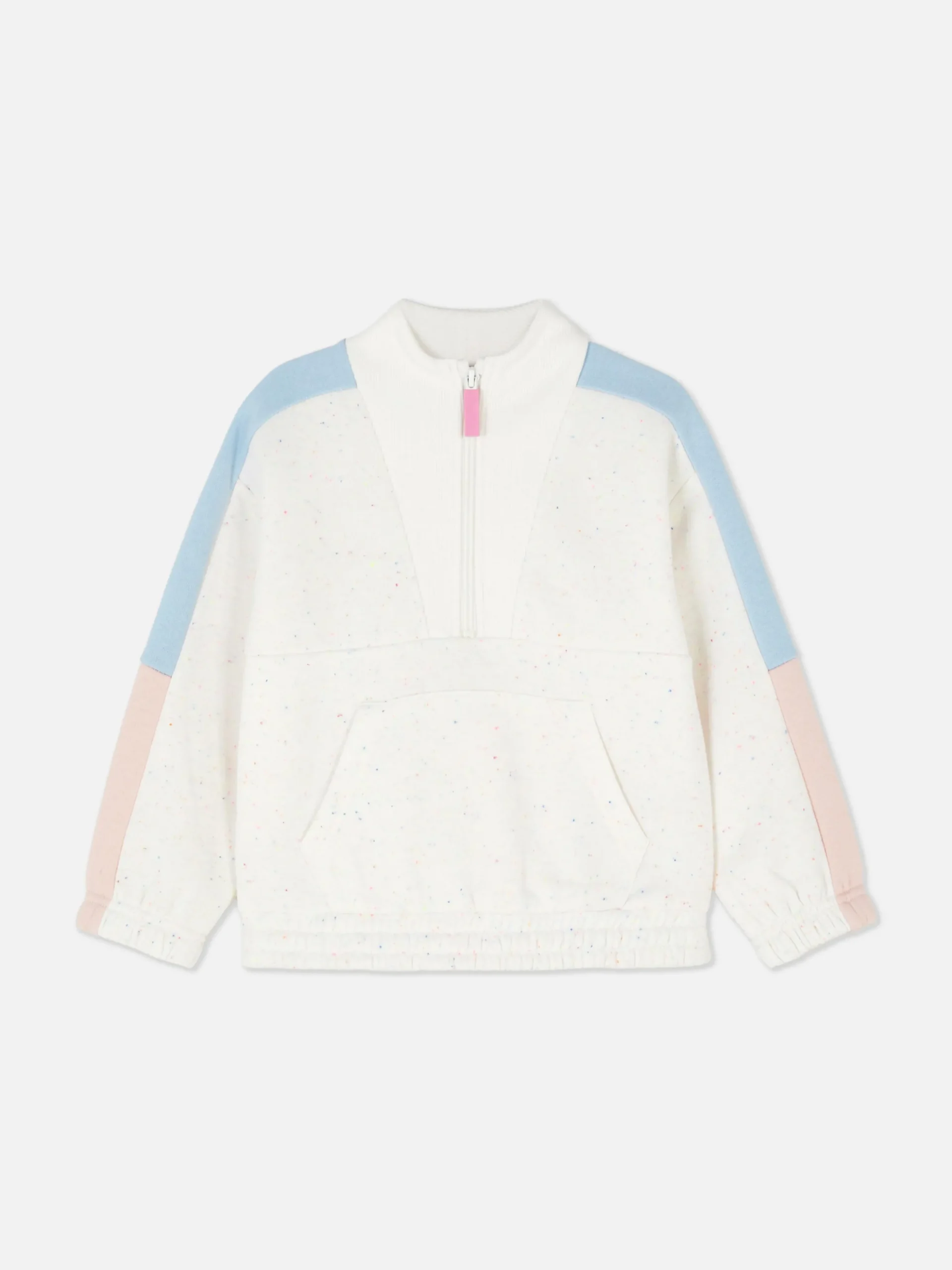 Sweatshirt Met Kleurvlakken En Halve Rits