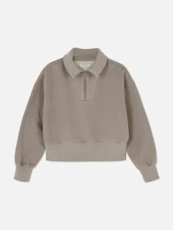 Sweatshirt Met Opstaande Kraag En Acid Wash