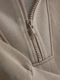 Sweatshirt Met Opstaande Kraag En Acid Wash