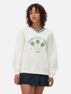 Sweatshirt Met V-hals Met Tennisprint