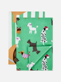 Theedoeken Met Print, Set Van 2