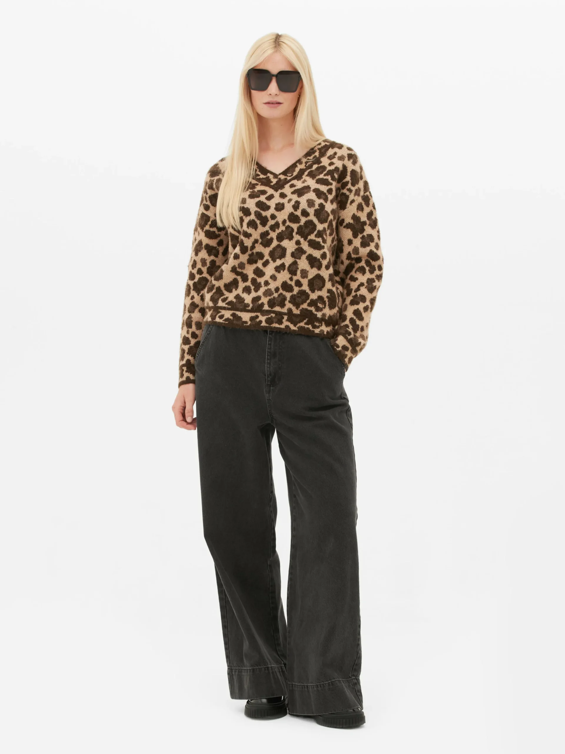 Trui Met V-hals En Luipaardprint