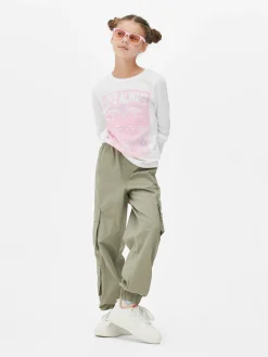 T-shirt Met Borstprint En Lange Mouwen