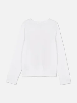 T-shirt Met Borstprint En Lange Mouwen